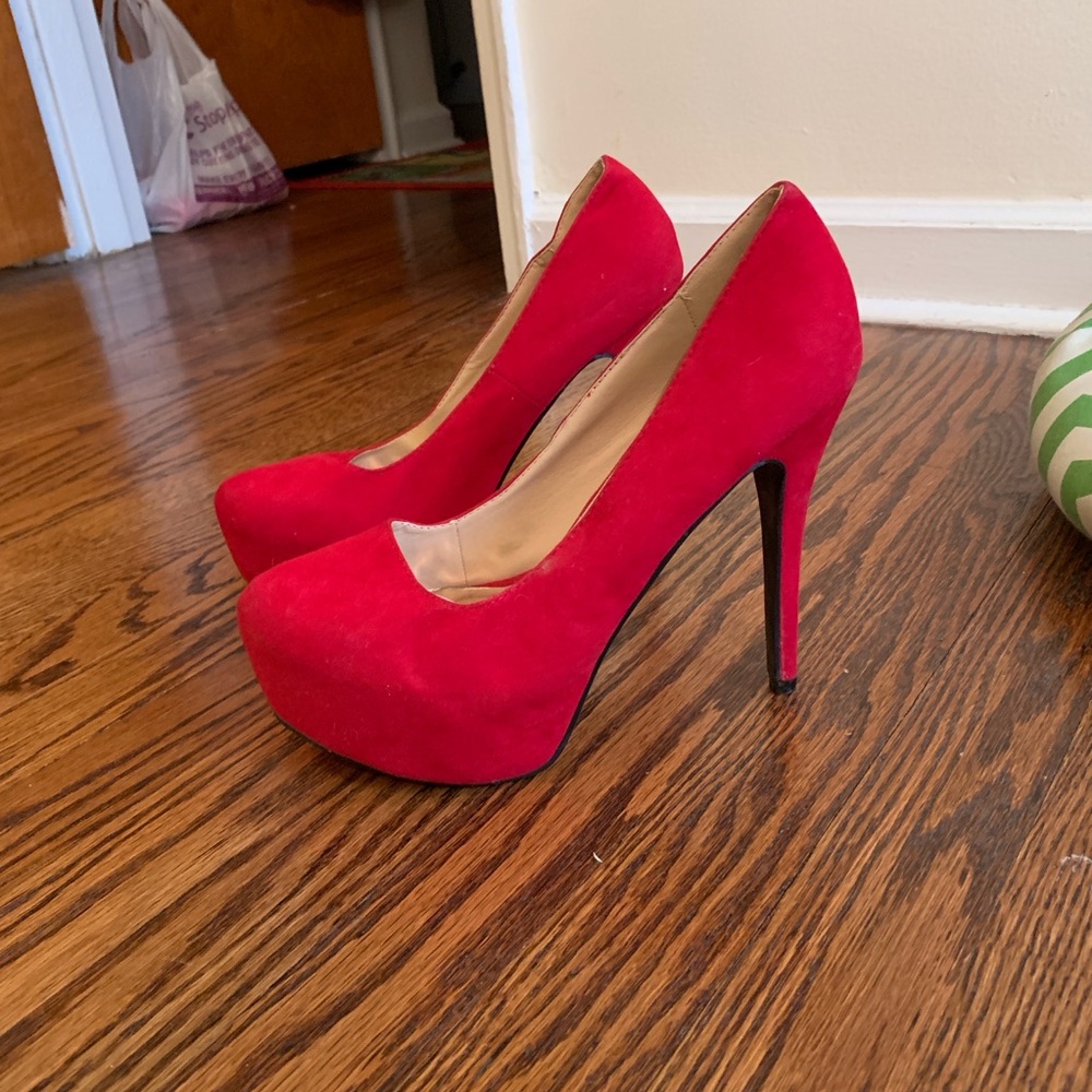 Red platform heels